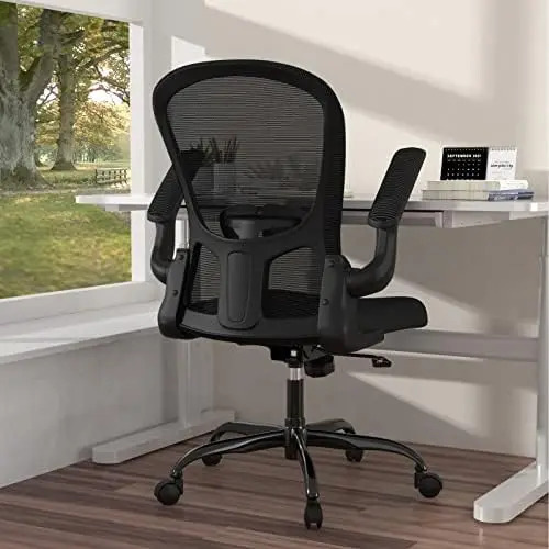 

Офисное кресло, комфортное вращающееся кресло для дома и офиса, дышащее Сетчатое настольное кресло, компьютерное кресло с поддержкой поясницы и откидными подлокотниками