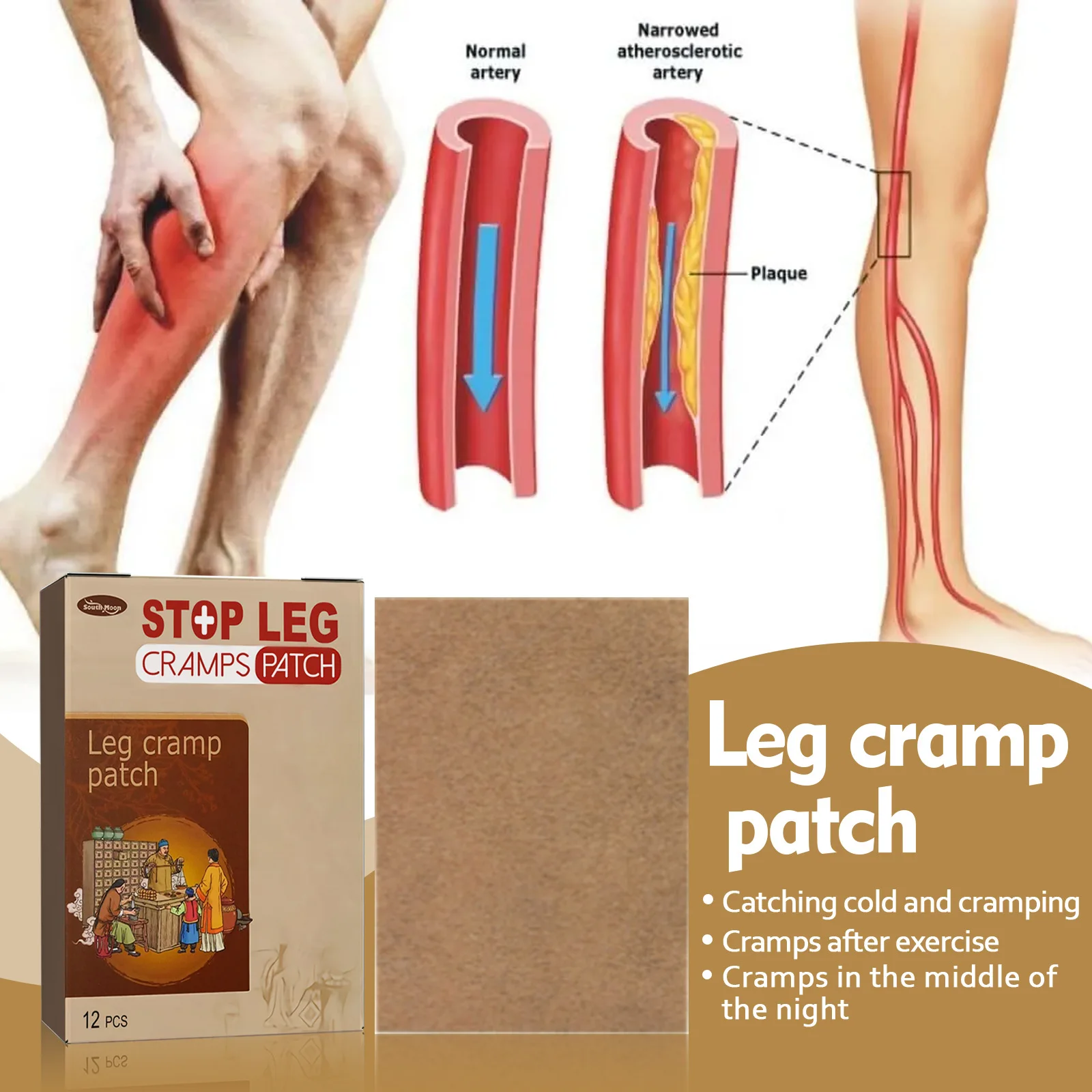 Leg Cramp patch Natural Herbal Extract Knee Joint Back Shoulder Pain Relief sticker treat anti-cramp plaster Chinese herbal 
Leg Cramp patch Natural Herbal Extract Knee Joint Back Shoulder Pain Relief sticker treat anti-cramp plaster Chinese herbal