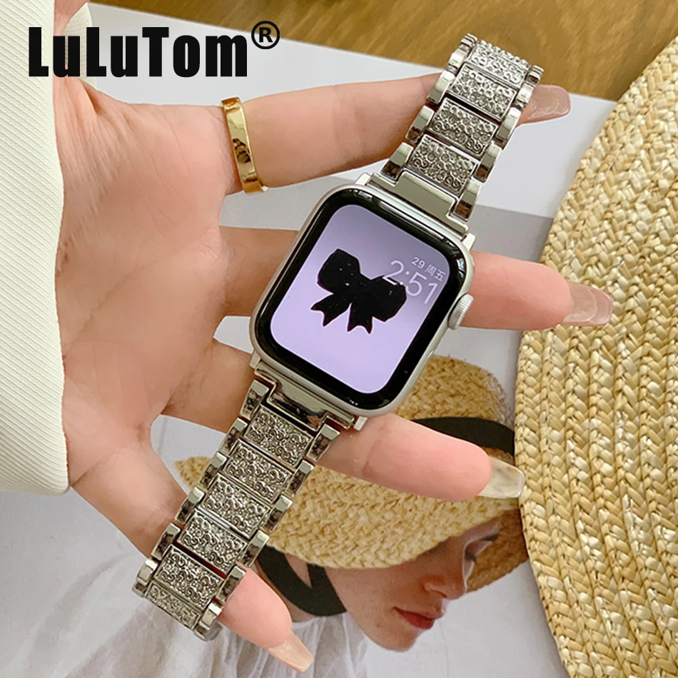 

Metal Strap For Apple Watch UItra 8 7 49mm 45mm 44mm Luxury Bling Diamond Band For iWatch Series 6 5 4 SE 42mm 40mm 38mm Correa