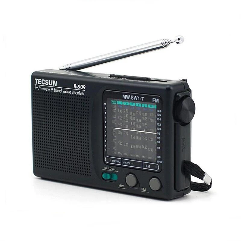 Classic Tecsun R-909 Mini Portable SW/MW/FM Radio Receiver Radiogram 9 Band without Screen AA Battery External Power Supply
Classic Tecsun R-909 Mini Portable SW/MW/FM Radio Receiver Radiogram 9 Band without Screen AA Battery External Power Supply