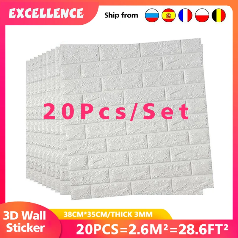 Foam 3D Wall Stickers Self Adhesive Wallpaper Panels Home Decor Living Room Bedroom House Decoration Bathroom Brick Wall Sticker
Foam 3D Wall Stickers Self Adhesive Wallpaper Panels Home Decor Living Room Bedroom House Decoration Bathroom Brick Wall Sticker