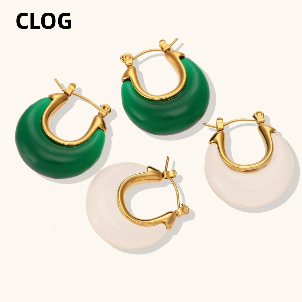 CLOG Round Acrylic Earring Jewelry fashion Retro Vintage Light Luxury Stainless Steel Plated 18K Earrings for Women
CLOG Round Acrylic Earring Jewelry fashion Retro Vintage Light Luxury Stainless Steel Plated 18K Earrings for Women