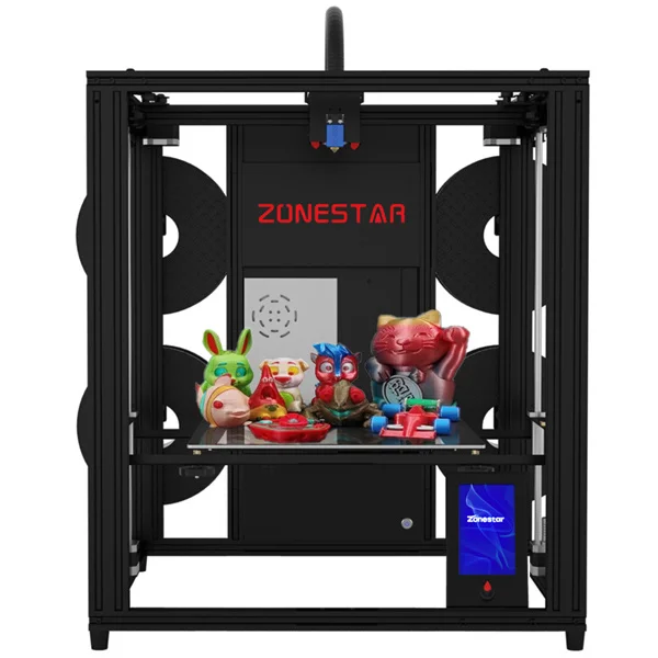 

2023, ZONESTAR Z9V5Pro, Многоцветный 3D принтер большого размера, 4,3 дюйма, быстрое автоматическое выравнивание, восстановление потери мощности, 4 экст...