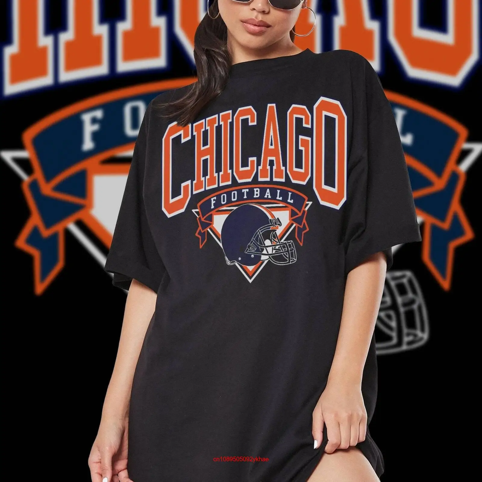 Винтажная Футболка Chicago Bear свитшот футболка в стиле ретро с длинным или коротким