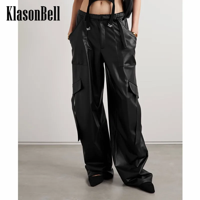 7.29 KlasonBell Black Pu-Leather Street Fashion Belt Decoration Loose Cargo Pants Women
7.29 KlasonBell Black Pu-Leather Street Fashion Belt Decoration Loose Cargo Pants Women