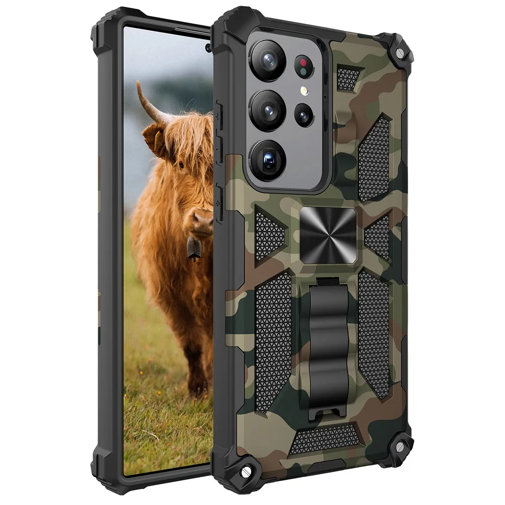

Military Camouflage Shockproof Case For Samsung Galaxy S23 Ultra S22 Plus S21 FE A14 A34 A54 A04E A13 A33 A53 Kickstand Cover