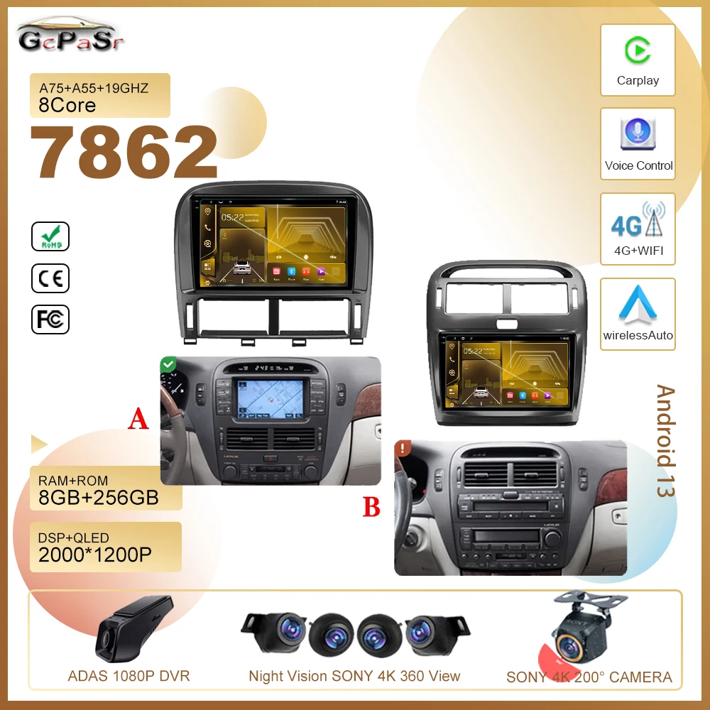 

Автомобильный Android 13 для Lexus LS430 XF30 LS 430 2000 - 2006 для Toyota celyor XF30 Радио Стерео мультимедийный плеер GPS навигация 2din