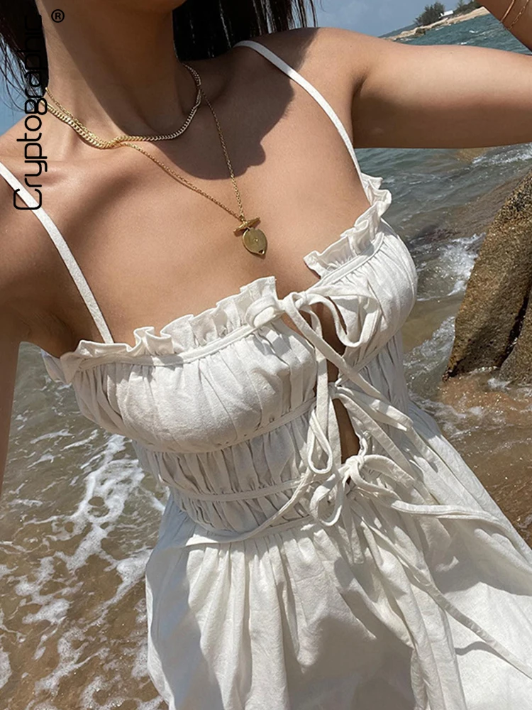 Cryptographic Elegant Ruffles Summer Straps Sexy Bandage Midi Dress for Women Club Party Ruched Backless Sundresses Clothes
Cryptographic Elegant Ruffles Summer Straps Sexy Bandage Midi Dress for Women Club Party Ruched Backless Sundresses Clothes