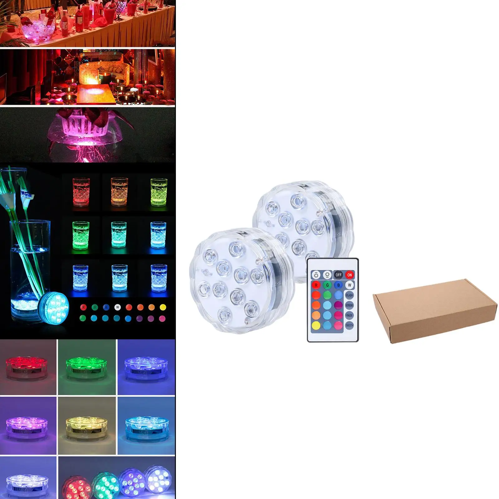 10-LEDs RGB Submersible LED Lights Pools Pond 7color Lights with Suction Cup
10-LEDs RGB Submersible LED Lights Pools Pond 7color Lights with Suction Cup