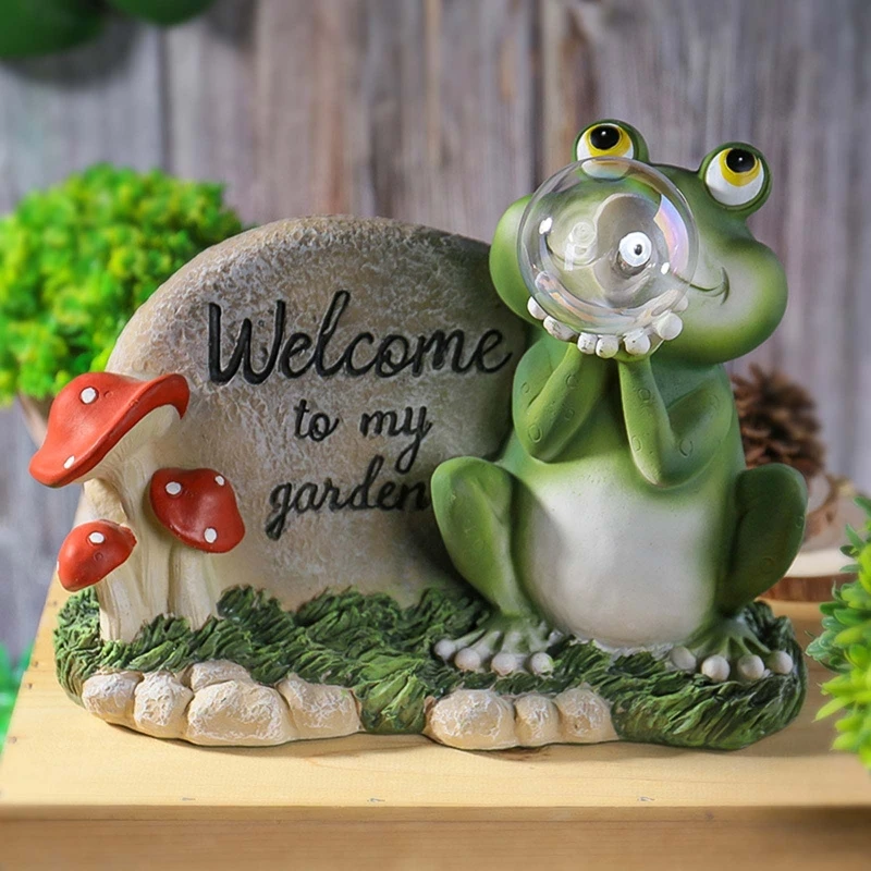 Solar Garden Statue Frog Blowing Bubble Color Changing Light Welcome Sign for Indoor Outdoor Patio Yard Decoration
Solar Garden Statue Frog Blowing Bubble Color Changing Light Welcome Sign for Indoor Outdoor Patio Yard Decoration
