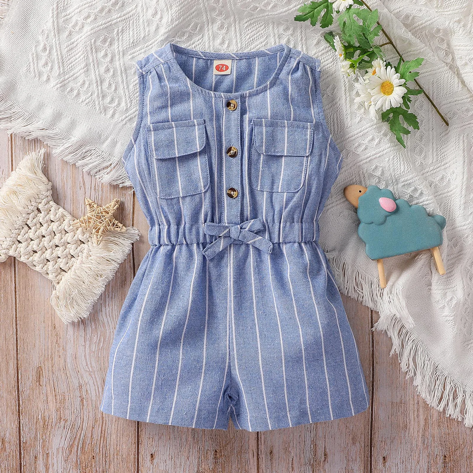Toddler Girls Sleeveless Striped Romper With Pocket Infant Jumpsuit Baby Clothes Dress
Toddler Girls Sleeveless Striped Romper With Pocket Infant Jumpsuit Baby Clothes Dress