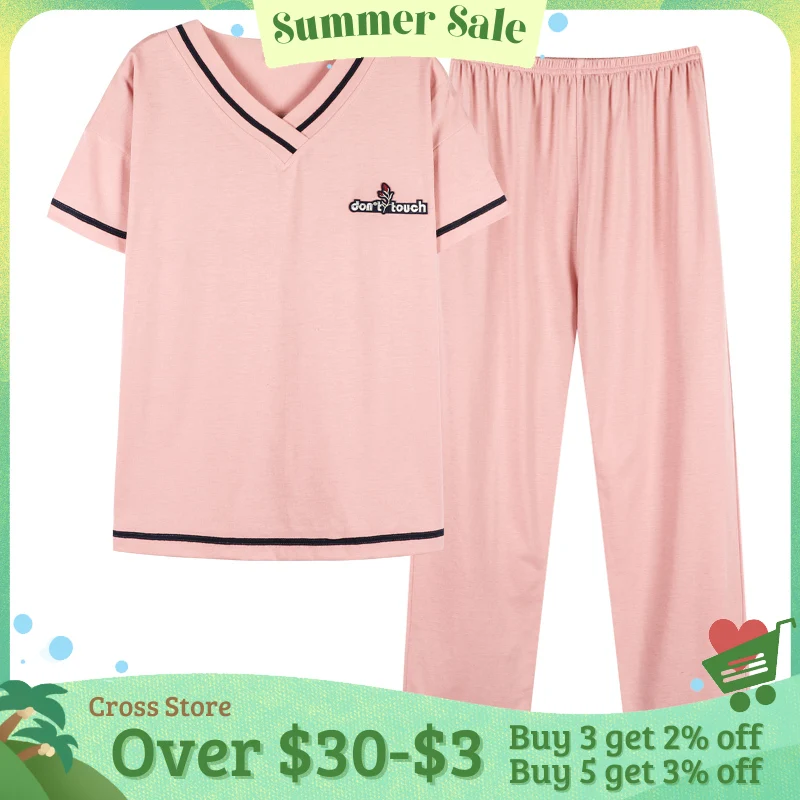 Pajamas Set Big Size Cotton Sleepwear for Woman 3xl 4xl Up To 100kg Can Wear Summer Loungewear Pink V Neck Women's Pajamas Set
Pajamas Set Big Size Cotton Sleepwear for Woman 3xl 4xl Up To 100kg Can Wear Summer Loungewear Pink V Neck Women's Pajamas Set