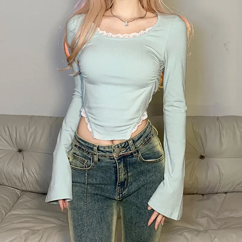 Футболка женская асимметричная с длинным рукавом, кружевной топ с рюшами, укороченный топ в Корейском стиле для девушек, уличная одежда, Y2k, ...
Футболка женская асимметричная с длинным рукавом, кружевной топ с рюшами, укороченный топ в Корейском стиле для девушек, уличная одежда, Y2k, ...