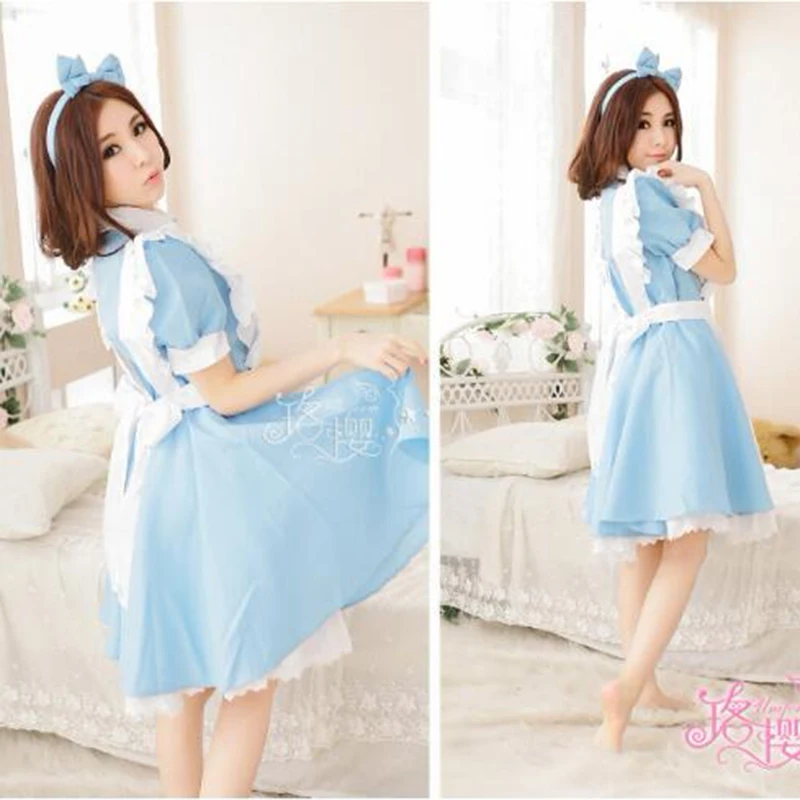 

Halloween Women Adult Anime Alice Adventure Blue Party Dress Alice Dream Women Sissy Maid Lolita Cosplay Costume