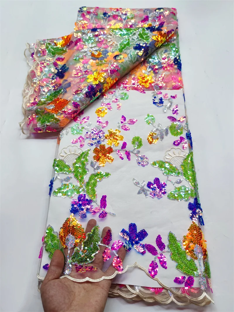 African Latest Multi Colour Embroidery Lace 5 Yard Fabric French 2022 High Quality Sequin Tulle Lace For Wedding Party Dress Sew
African Latest Multi Colour Embroidery Lace 5 Yard Fabric French 2022 High Quality Sequin Tulle Lace For Wedding Party Dress Sew