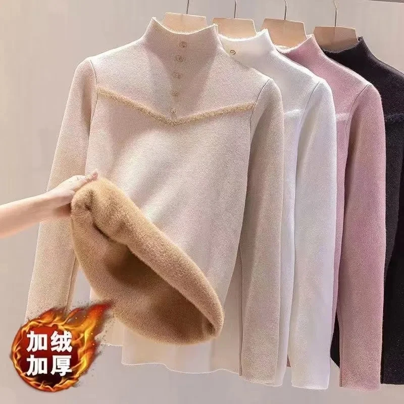 Fleece Lined Half Turtleneck Sweater Women Winter Warm Thicken Add Velvet Knitted Pullovers Casual Slim Knitwear Long Sleeve Top
Fleece Lined Half Turtleneck Sweater Women Winter Warm Thicken Add Velvet Knitted Pullovers Casual Slim Knitwear Long Sleeve Top