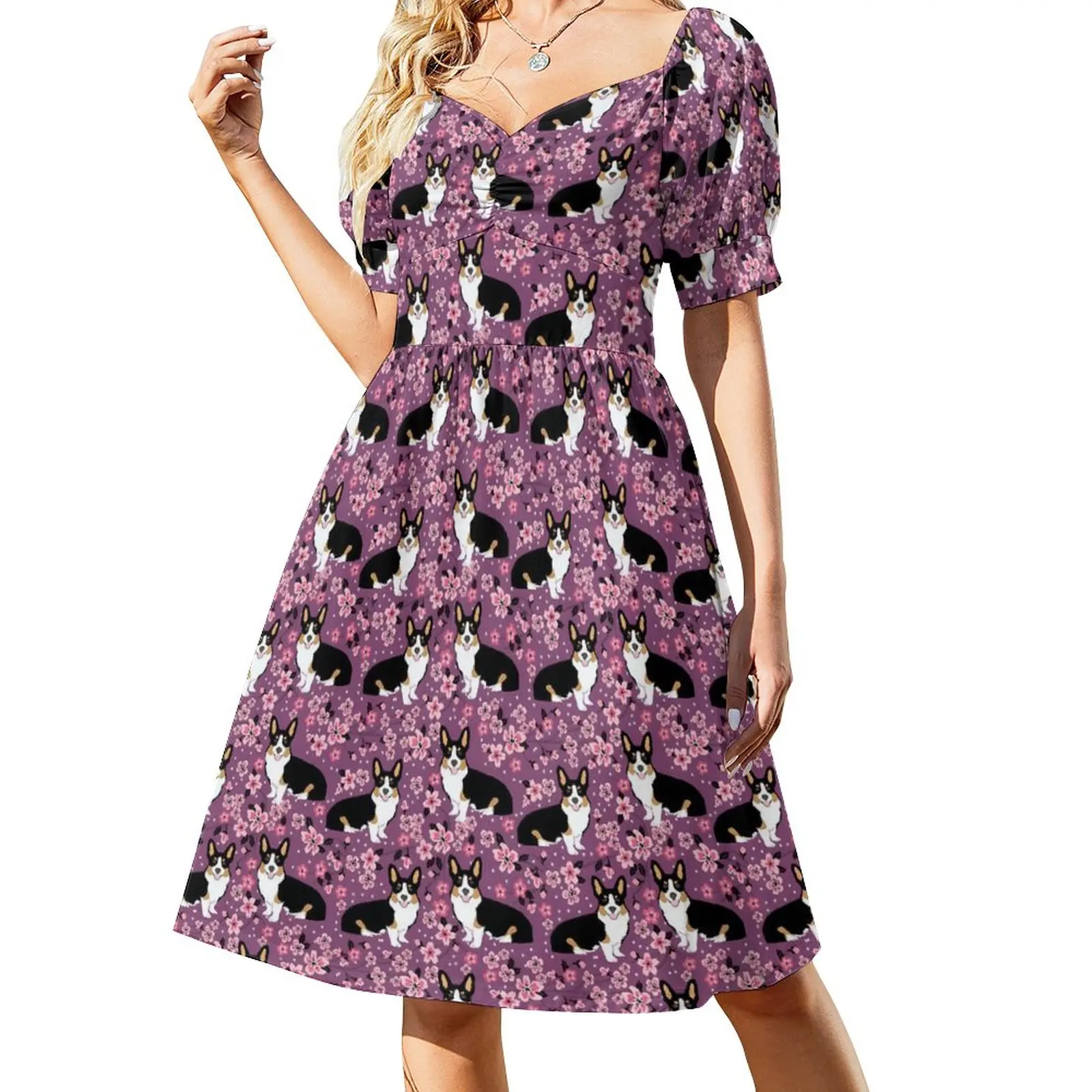 Tricolored Corgi Casual Dress Cherry Blossom Aesthetic Dresses Elegant Dress Female V Neck Oversized Vestido
Tricolored Corgi Casual Dress Cherry Blossom Aesthetic Dresses Elegant Dress Female V Neck Oversized Vestido