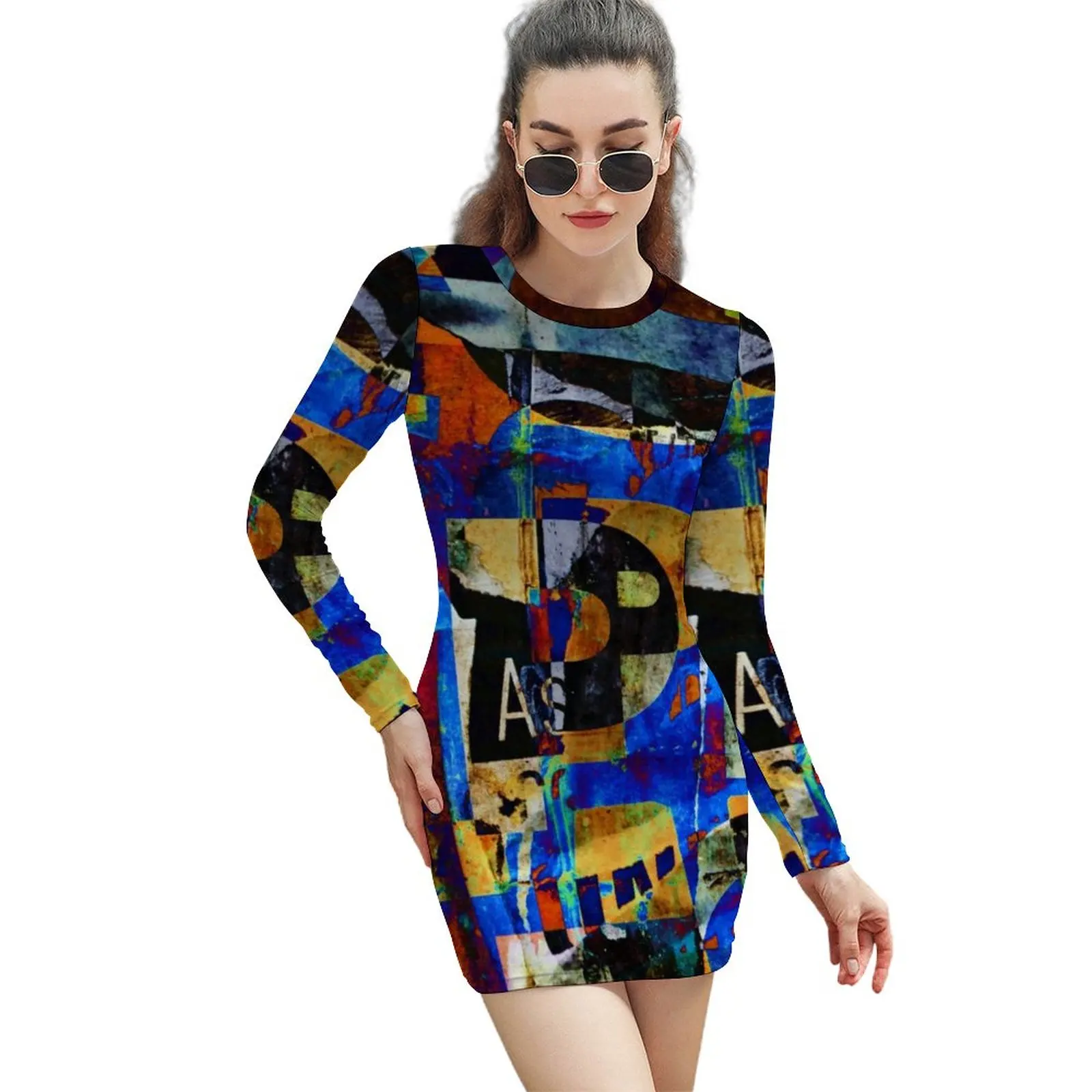 Женское платье с принтом граффити, элегантное облегающее платье большого размера с абстрактными буквами и длинным рукавом 
Женское платье с принтом граффити, элегантное облегающее платье большого размера с абстрактными буквами и длинным рукавом