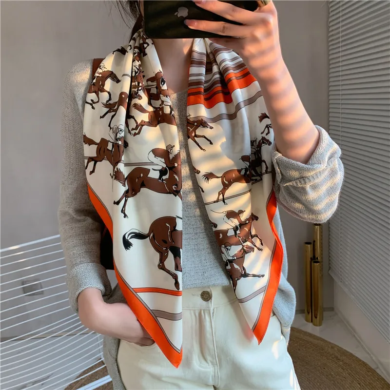 Designer 90x90CM Luxury Lattice Geometric Silk Scarf Women's Retro F Print Fashion Square Bandana Headscarf 2022 New Tie
Designer 90x90CM Luxury Lattice Geometric Silk Scarf Women's Retro F Print Fashion Square Bandana Headscarf 2022 New Tie