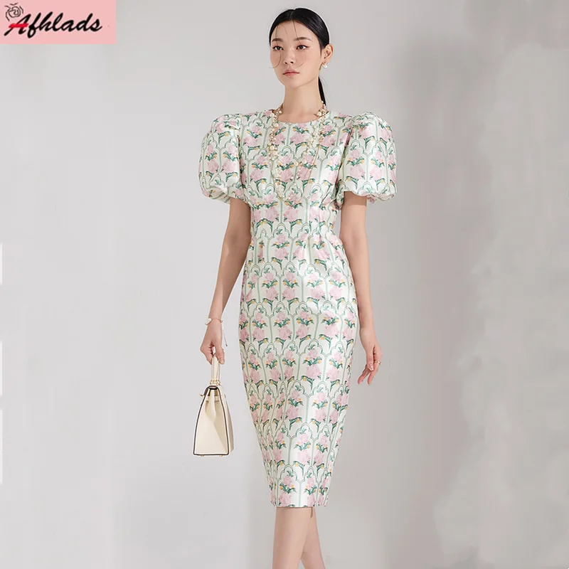 Summer New Fashion Elegant Slim Print Lantern Short Sleeve Female Bodycon Dress Round Neck High Waist Women's Clothing
Summer New Fashion Elegant Slim Print Lantern Short Sleeve Female Bodycon Dress Round Neck High Waist Women's Clothing