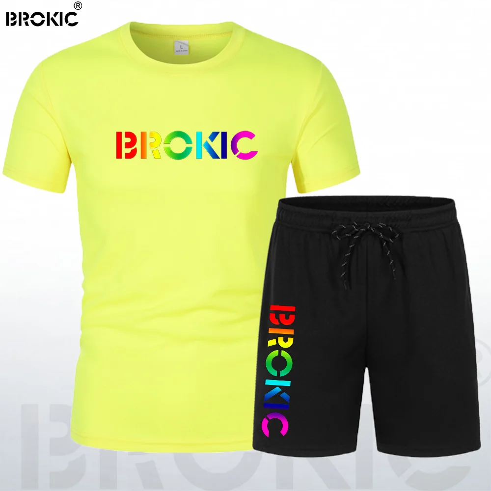 BROKIC Summer sports T-Shirt Shorts Casual Men's Crew neck Breathable Short Sleeve Tracksuit Sweatpants Fashion Men Clothing
BROKIC Summer sports T-Shirt Shorts Casual Men's Crew neck Breathable Short Sleeve Tracksuit Sweatpants Fashion Men Clothing