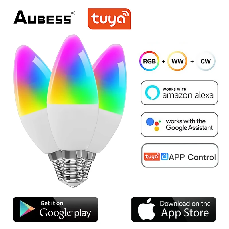 CORUI RGB+W+C LED Candle Bulb Tuya Wifi Smart Lamp E14 Dimmable Light Smart Life App Remote Control Work With Alexa Google Home 
CORUI RGB+W+C LED Candle Bulb Tuya Wifi Smart Lamp E14 Dimmable Light Smart Life App Remote Control Work With Alexa Google Home
