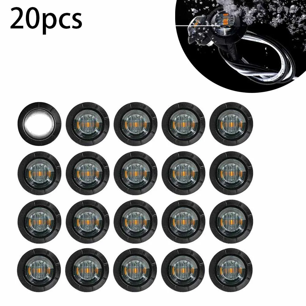 

20pcs Car Smoked 3/4 Inch 2 Wires Round LED Side Marker Light Marine Truck Trailer Motorhome Water And Dust Resistant Lights