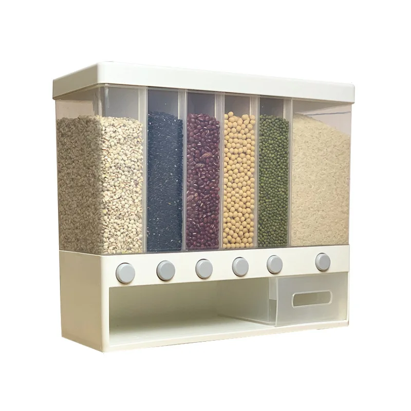 Wall Mounted Food Storage Box Bearing capacity 10kg Rice Grain Cereal Dispenser Kitchen Rice Bucket 6 Grid Sealed Food Container
Wall Mounted Food Storage Box Bearing capacity 10kg Rice Grain Cereal Dispenser Kitchen Rice Bucket 6 Grid Sealed Food Container