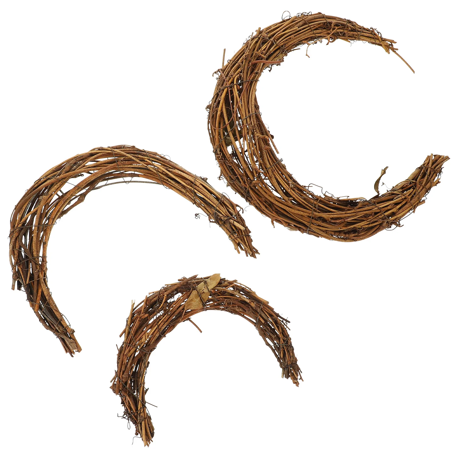 3 Pcs Grape Wood Wreath DIY Rattan Rings Moon Garland Hanging Decoration Hand Woven Moon-shape Frames Decorations
3 Pcs Grape Wood Wreath DIY Rattan Rings Moon Garland Hanging Decoration Hand Woven Moon-shape Frames Decorations