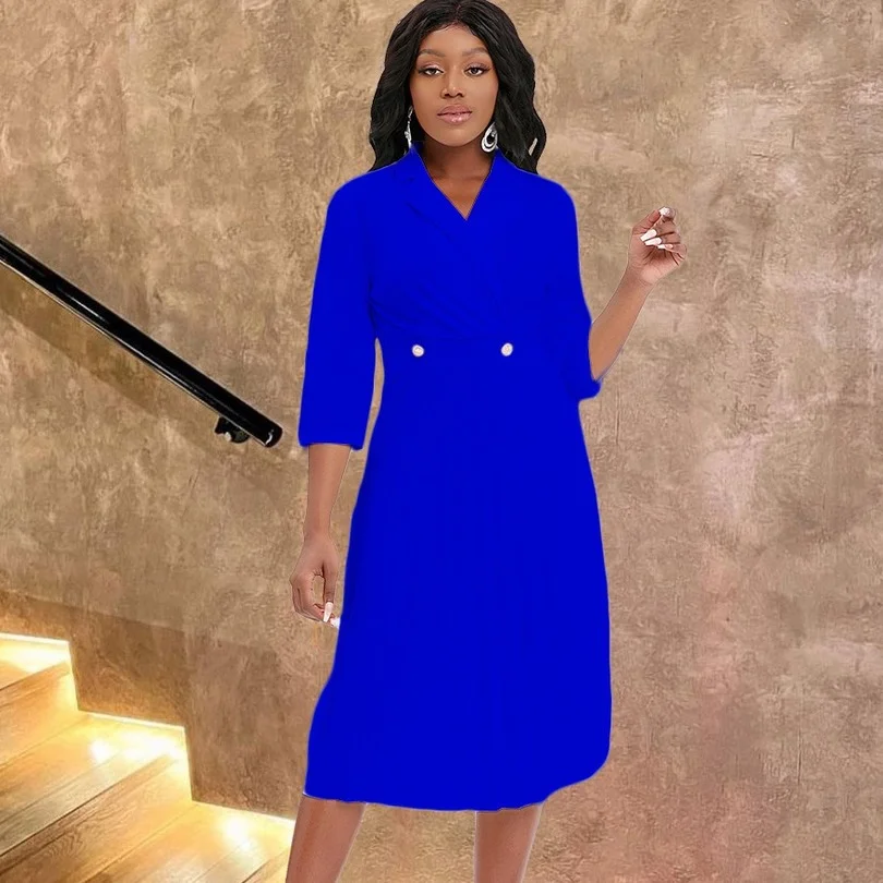 African Dresses for Women 2022 Autumn African Women Three Quarter Sleeve Solid Color V-neck Knee-length Dress African Clothes
African Dresses for Women 2022 Autumn African Women Three Quarter Sleeve Solid Color V-neck Knee-length Dress African Clothes