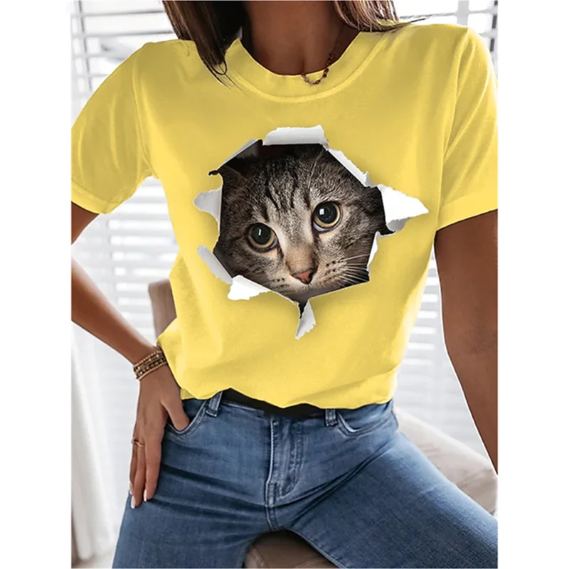 Women's T-shirt Cute Cat 3d Print T-shirt Casual Fashion Harajuku Women's Clothing Oversized Top Short Sleeve Clothes Camiseta
Women's T-shirt Cute Cat 3d Print T-shirt Casual Fashion Harajuku Women's Clothing Oversized Top Short Sleeve Clothes Camiseta