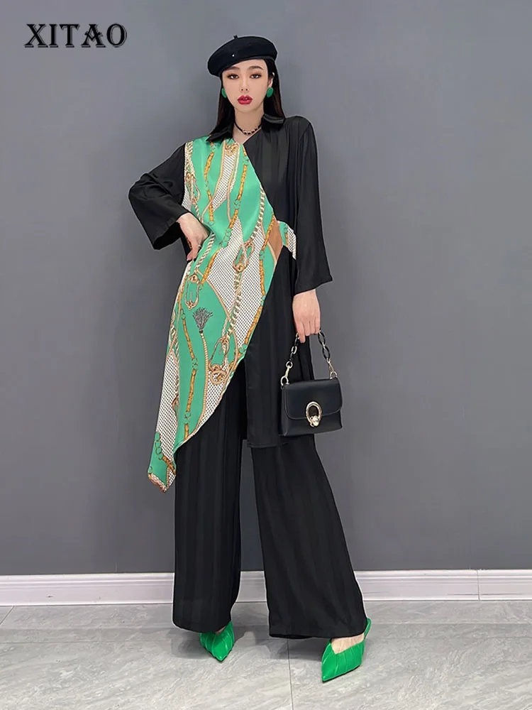 XITAO Patchwork Two Piece Set Women Fashion Full Sleeve Pullover Elastic Waist Full Length Pants Pleated Print Style WMD5401
XITAO Patchwork Two Piece Set Women Fashion Full Sleeve Pullover Elastic Waist Full Length Pants Pleated Print Style WMD5401