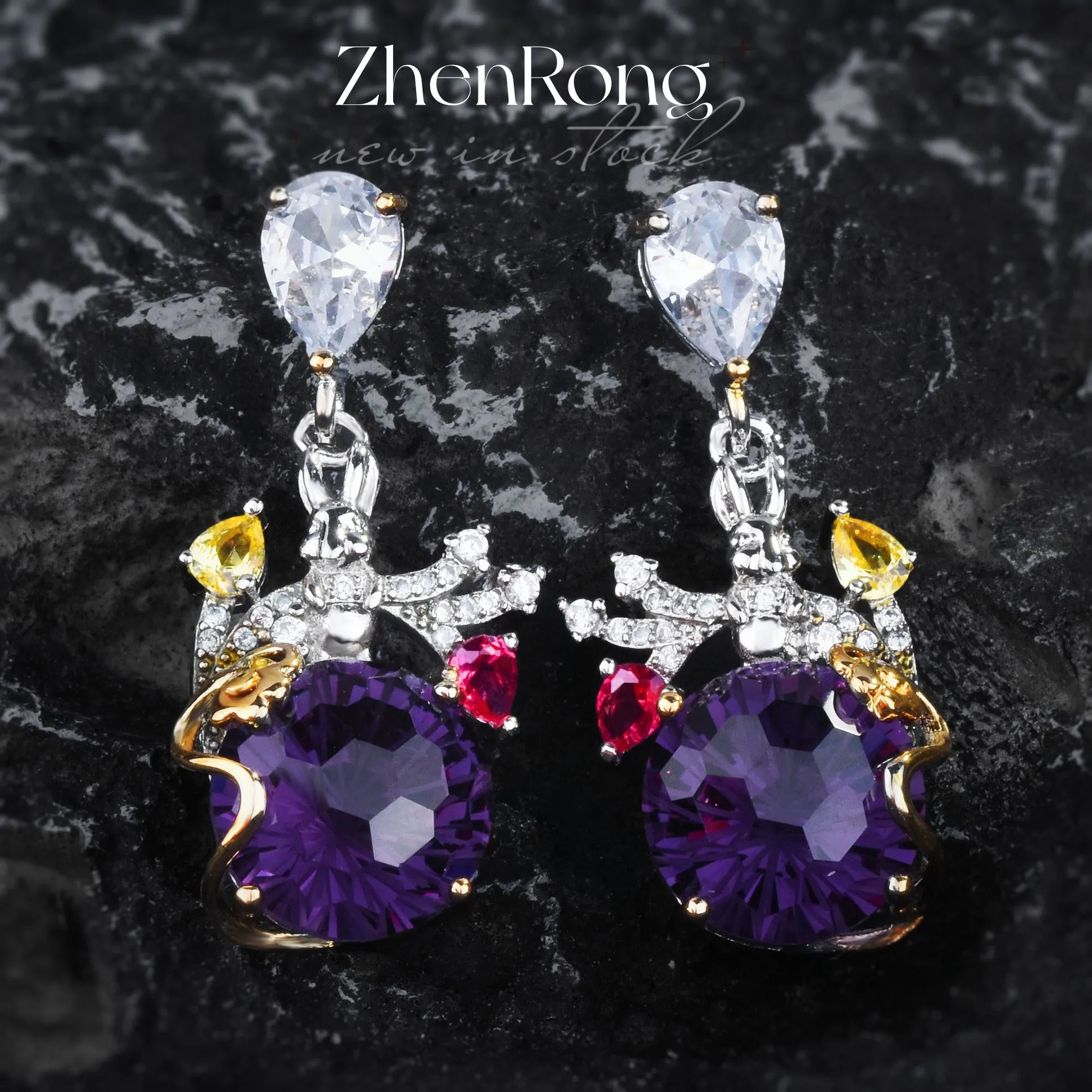 Luxury Cute Round Purple Crystal Bunny Earrings For Girl Exquisite Cartoon Rabbit Stud Earring Jewelry Fashion Birthday Gifts
Luxury Cute Round Purple Crystal Bunny Earrings For Girl Exquisite Cartoon Rabbit Stud Earring Jewelry Fashion Birthday Gifts