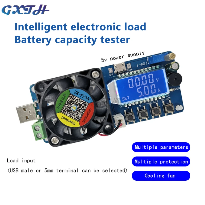 5A/4A 35W/25W Battery Capacity Tester Constant Current Electronic Load USB Power Supply Tester Adjustable Resistor 
5A/4A 35W/25W Battery Capacity Tester Constant Current Electronic Load USB Power Supply Tester Adjustable Resistor