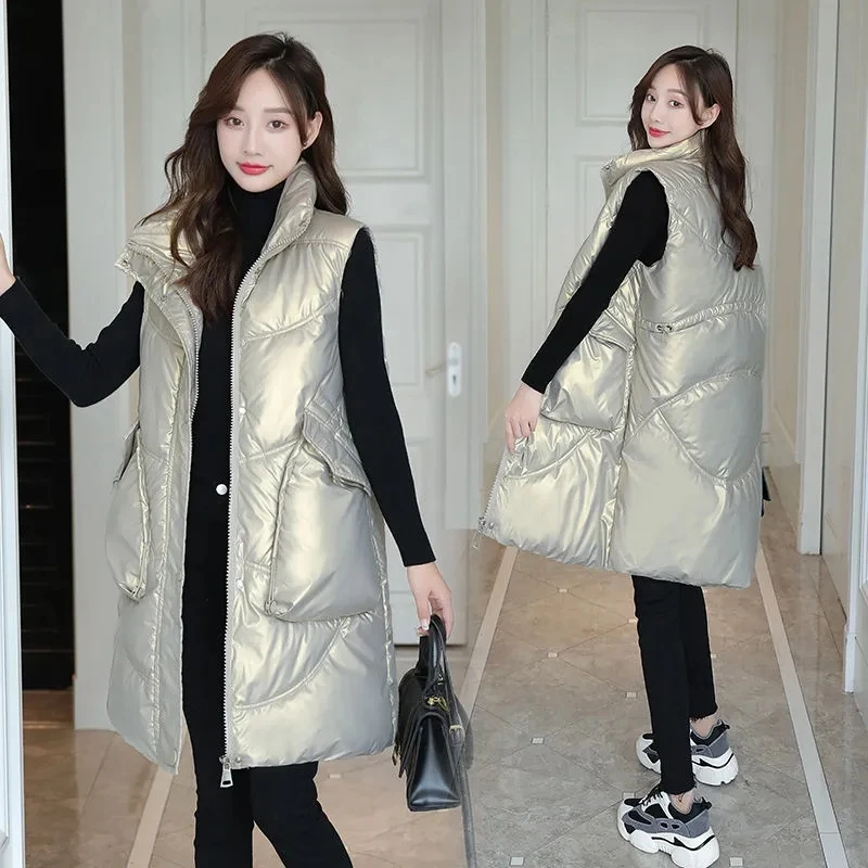 Autumn Winter Down Cotton Vest Jacket Parker Women Casual Sleeveless Long Coat Female Bright Padded Jackets Loose Size Waistcoat
Autumn Winter Down Cotton Vest Jacket Parker Women Casual Sleeveless Long Coat Female Bright Padded Jackets Loose Size Waistcoat