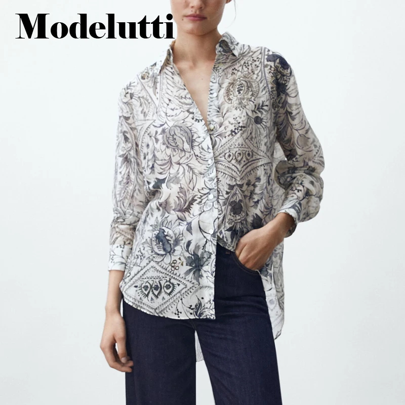 Modelutti 2022 New Spring Autumn Fashion Long Sleeve Single Breasted Leaves Printed Shirt Women Simple Blouses Casual Top Female
Modelutti 2022 New Spring Autumn Fashion Long Sleeve Single Breasted Leaves Printed Shirt Women Simple Blouses Casual Top Female
