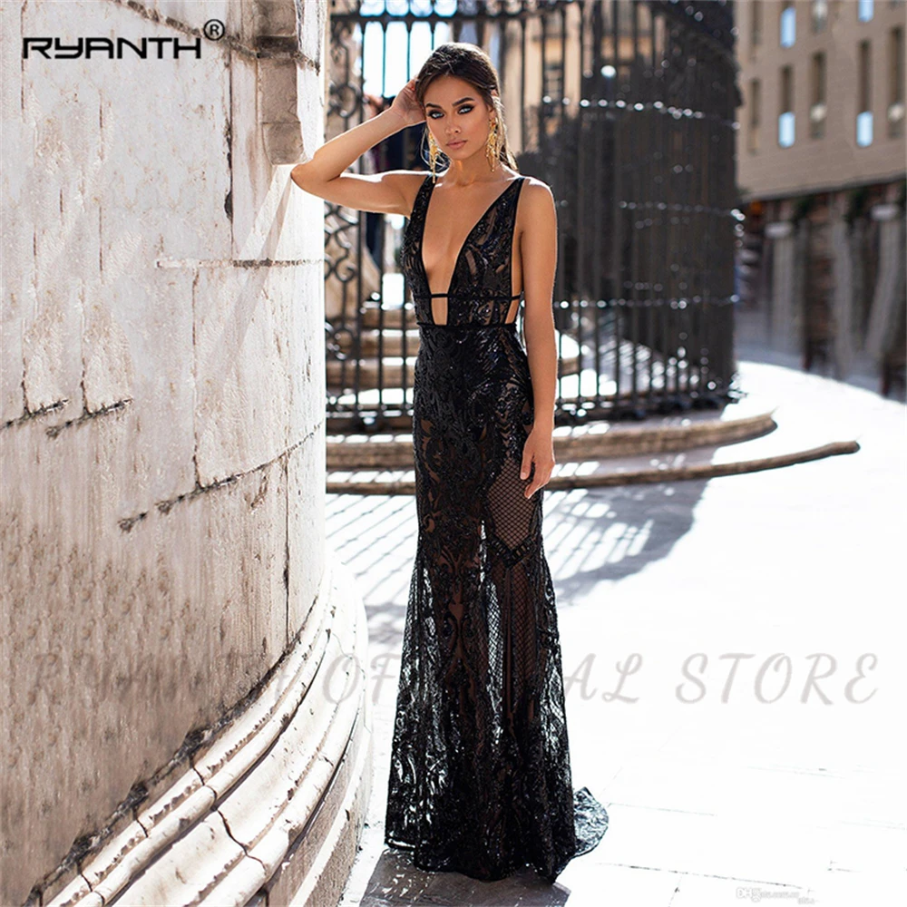 Ryanth Black Mermaid Evening Dress Sexy V Neck Backless Crystal Beaded Formal Prom dresses Special Occasion Party Gowns
Ryanth Black Mermaid Evening Dress Sexy V Neck Backless Crystal Beaded Formal Prom dresses Special Occasion Party Gowns