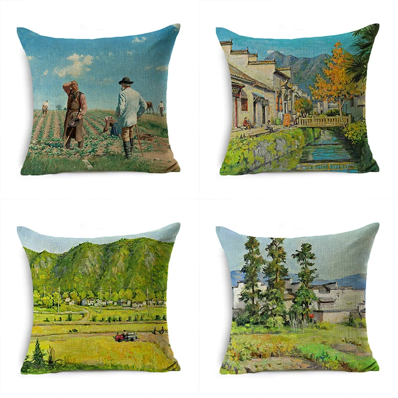 Oil Painting Cushion cover scenery pillowcase Sofa Car decoration Linen Gift pillows Home Chair decor pillow covers 45cm*45cm
Oil Painting Cushion cover scenery pillowcase Sofa Car decoration Linen Gift pillows Home Chair decor pillow covers 45cm*45cm