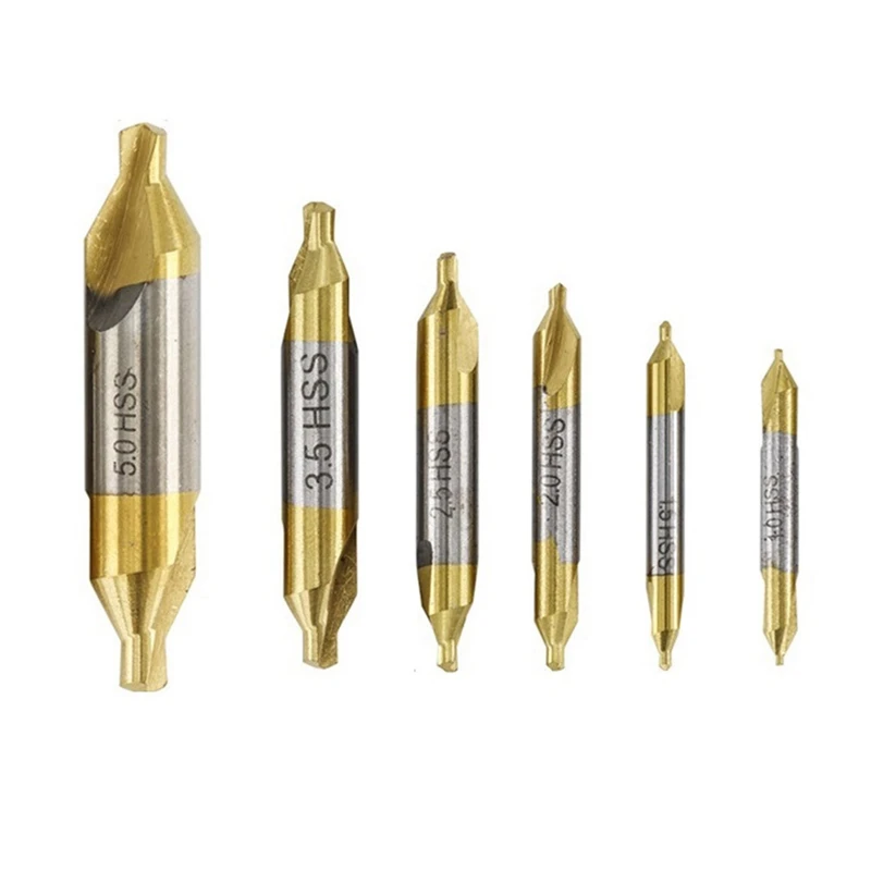 6Pcs 1.0-5.0Mm Hss Tin Coated Center Drill Bit Set Metalworking Hole Drill Hole Cutter 60 Degrees Combined Drill Bit Set
6Pcs 1.0-5.0Mm Hss Tin Coated Center Drill Bit Set Metalworking Hole Drill Hole Cutter 60 Degrees Combined Drill Bit Set
