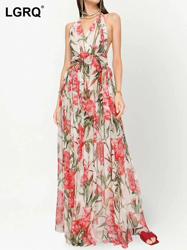 LGRQ 2023 Summer Female Halter High Waist Hit Color Patchwork Lace Up Slim Dress For Women Sleeveless Print Long Dresses 19J4057
LGRQ 2023 Summer Female Halter High Waist Hit Color Patchwork Lace Up Slim Dress For Women Sleeveless Print Long Dresses 19J4057