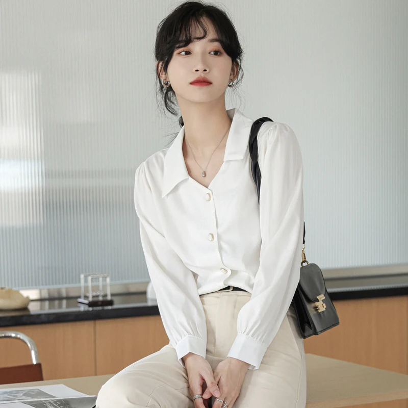 Pink Shirt Women's Long Sleeve Design Sense Of Niche Chiffon Top Autumn Temperament V-neck Professional Ol Shirt Ins Style
Pink Shirt Women's Long Sleeve Design Sense Of Niche Chiffon Top Autumn Temperament V-neck Professional Ol Shirt Ins Style