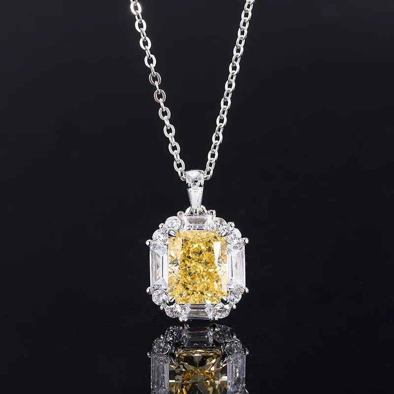 New Fashion Trend S925 Silver Inlaid 5A Zircon Radiant Cut Yellow Diamond Pendant Ring Stud Earrings Set
New Fashion Trend S925 Silver Inlaid 5A Zircon Radiant Cut Yellow Diamond Pendant Ring Stud Earrings Set