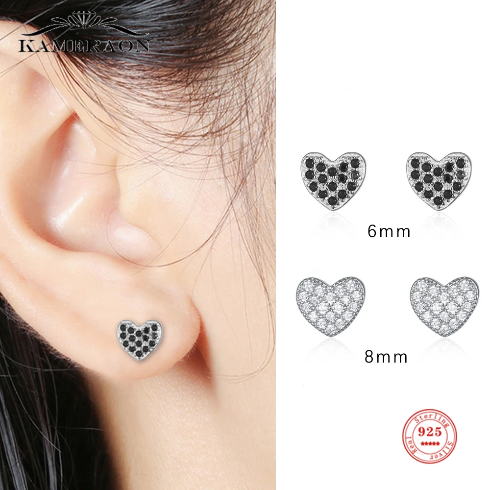 Kameraon 925 Sterling Silver 6/8mm Black Cz Stones Heart Earring Fine Jewelry Love Stud Earrings for Women Fashion Party Wedding
Kameraon 925 Sterling Silver 6/8mm Black Cz Stones Heart Earring Fine Jewelry Love Stud Earrings for Women Fashion Party Wedding