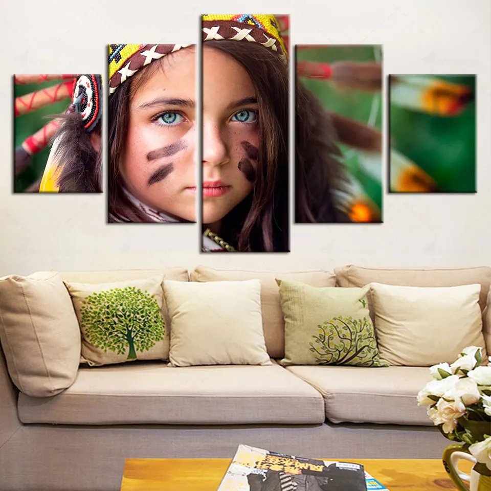 Artsailing Indian Girl Wall Art Picture for Living Room Poster and Prints Feather Headdress Face Painted Canvas Painting Artwork
Artsailing Indian Girl Wall Art Picture for Living Room Poster and Prints Feather Headdress Face Painted Canvas Painting Artwork