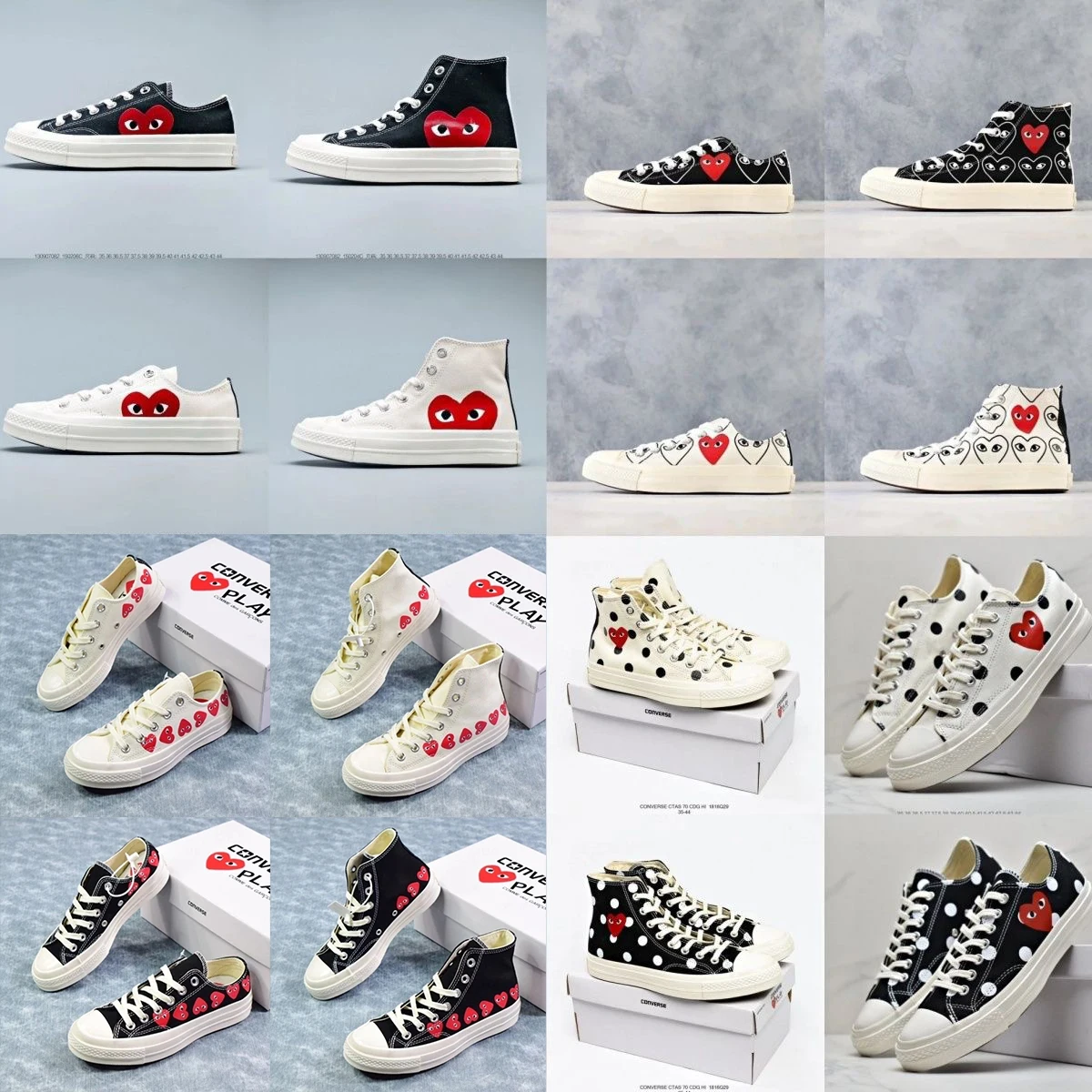 

Fashion CDG PLAY 1970 Red Heart Casual Shoes 1970s Big Eyes Play Chuck Multi Hearts Skate Platform Shoe Classic Canvas Jointly