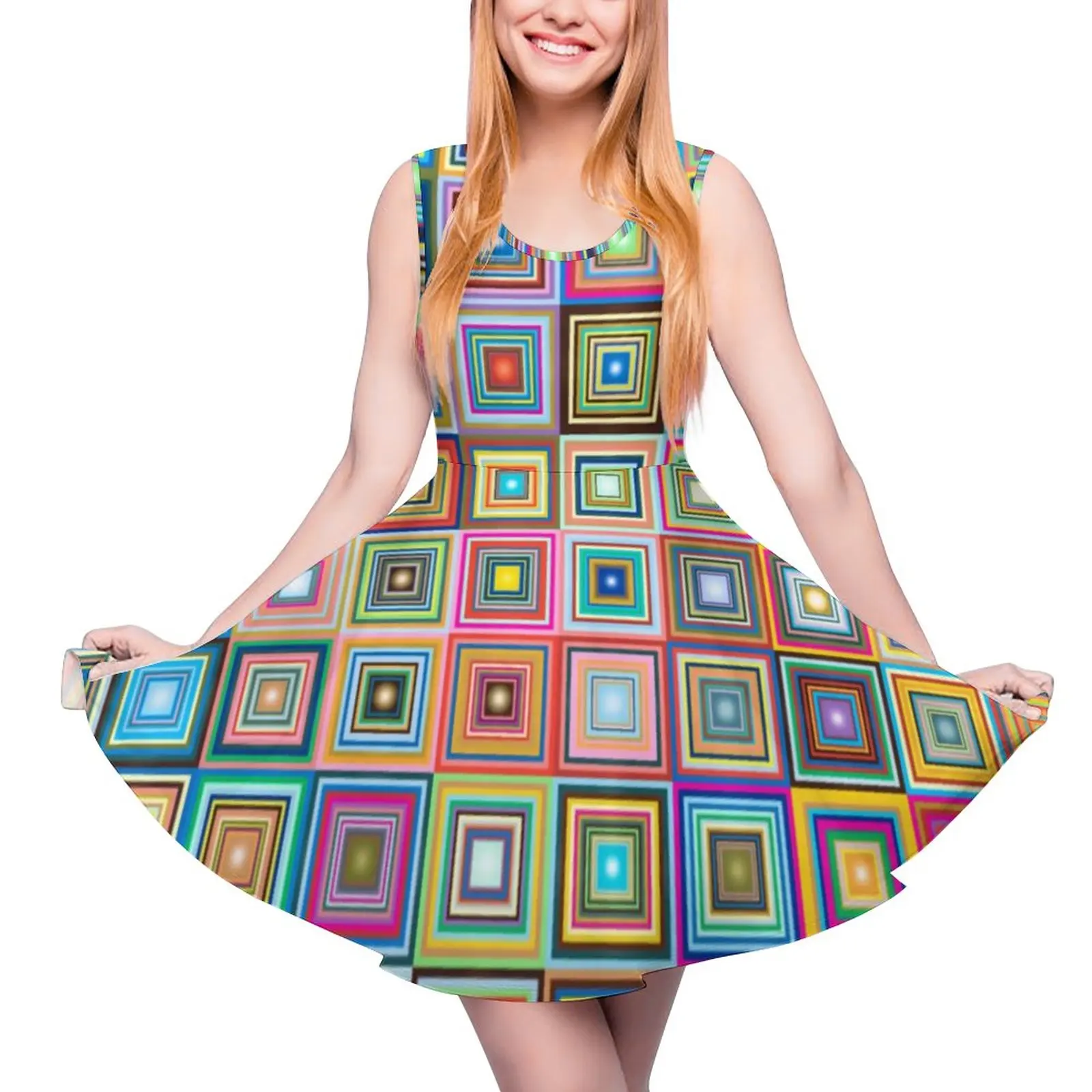 Fun Colorful Patchwork Dress High Waist Retro Tiles Print Casual Dresses Spring Ladies Big Size Night Club Pattern Skate Dress 
Fun Colorful Patchwork Dress High Waist Retro Tiles Print Casual Dresses Spring Ladies Big Size Night Club Pattern Skate Dress