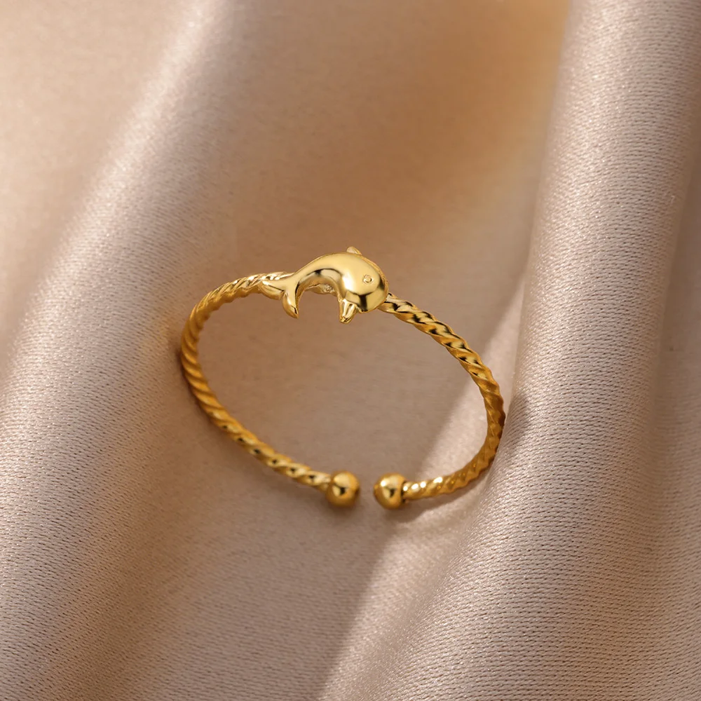 Dolphin Rings for Women Girls Gold Plated Adjustable Stainless Steel Ring Vintage Jewerly Accessories Free Shipping Item anillos
Dolphin Rings for Women Girls Gold Plated Adjustable Stainless Steel Ring Vintage Jewerly Accessories Free Shipping Item anillos