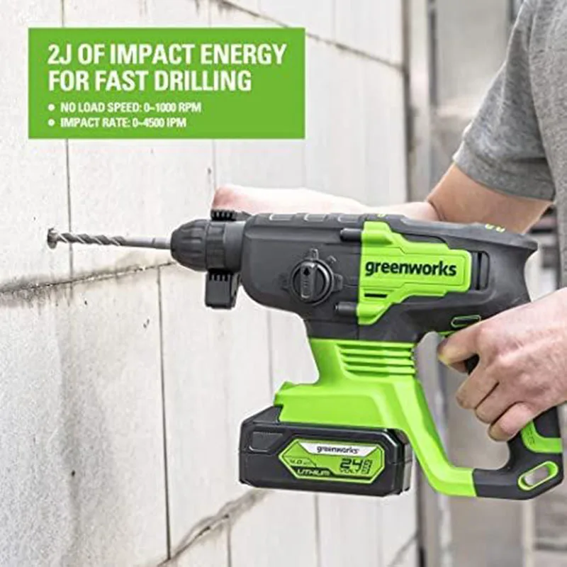 Greenworks G24HD Brushless Motor ROTARY HAMMER 24V SDS-PLUS 4-mode r for drill, hammer, hammer drill , chisel
Greenworks G24HD Brushless Motor ROTARY HAMMER 24V SDS-PLUS 4-mode r for drill, hammer, hammer drill , chisel