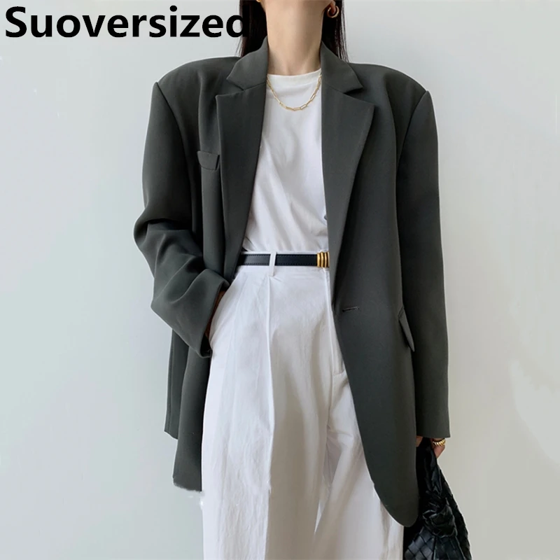 Korean Gray Blazer Jackets For Women Spring Fall Loose Fashion Streetwear Suit Coats Casual Long Sleeve New In Outerwears
Korean Gray Blazer Jackets For Women Spring Fall Loose Fashion Streetwear Suit Coats Casual Long Sleeve New In Outerwears