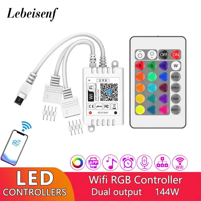 Умный RGB-регулятор света, Wi-Fi, управление музыкой, таймер, голосовое управление через приложение, с 24 клавишами, светодиодный к-пульт дистанц...
Умный RGB-регулятор света, Wi-Fi, управление музыкой, таймер, голосовое управление через приложение, с 24 клавишами, светодиодный к-пульт дистанц...